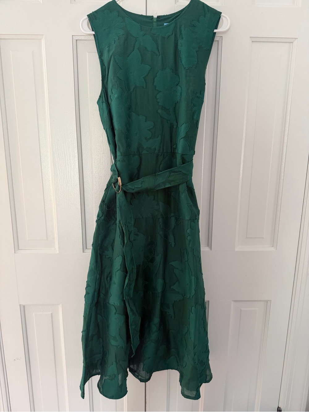 Draper James Emerald Green Sleeveless Midi Dress with Ring Belt